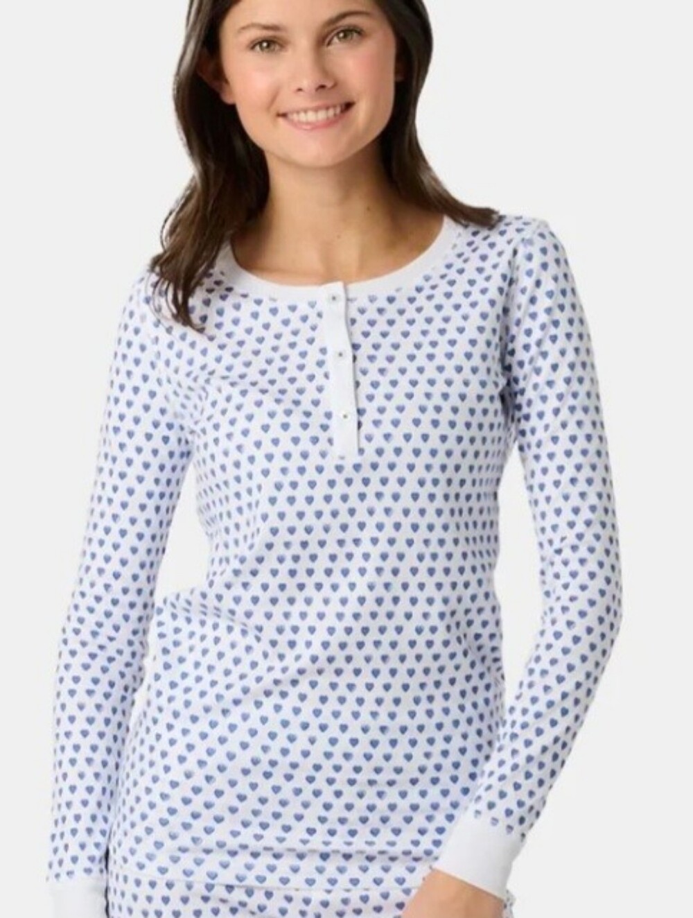 Roller Rabbit Blue Hearts Pajama Top Long Sleeve Girls